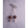 Long Petoskey Stone  and Wire Spiral Earrings