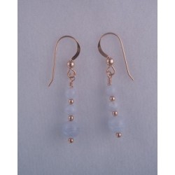 Blue Lace Bead Gold Earring