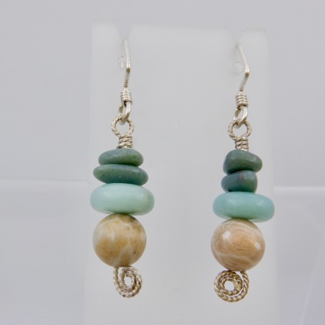 Petoskey Stone and Leland Blue stone Earring