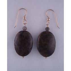 Dark Petoskey Stone Bead Earrings