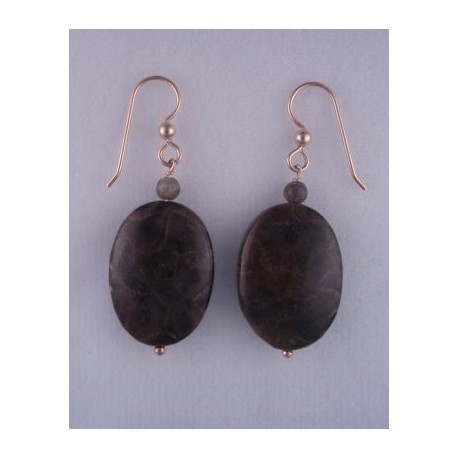 Dark Petoskey Stone Bead Earrings