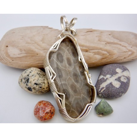Pussy Willow Petoskey Stone Pendant