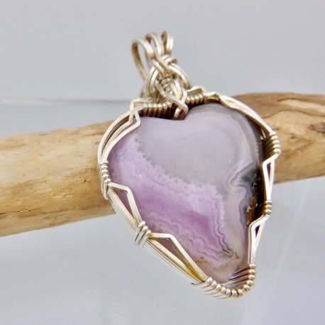 Lavender Heart Agate Pendant