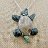Michigan Greenstone and Petoskey Stone Turtle Pendant