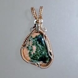 Phenomenal Viewpoint Wire Wrapped Greenstone Pendant 