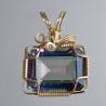 Mystic Topaz Wire-wrapped Rectangle Pendant