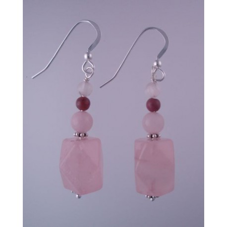 Rose Quartz Nugget Earrings