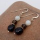 Black agate with smoky quartz and white agate earrings