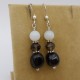 Black agate with smoky quartz and white agate earrings