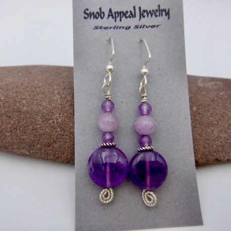 Amethyst Earrings on Argentium Sterling