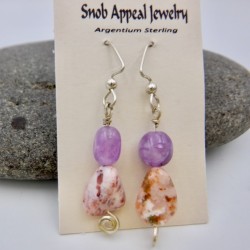 Amethyst with Pink Prehnite Earrings