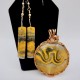 Bumblebee Jasper Earrings with Mardi Gras Bumblebee Pendant