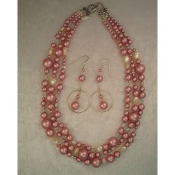 Triple Strand Pearl/Crystal Necklace
