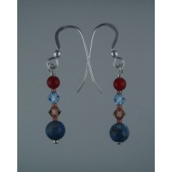 Denim Lapis/Red Agate Earrings