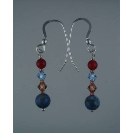 Denim Lapis/Red Agate Earrings