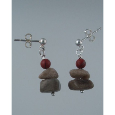Petoskey and Red Jasper Earrings