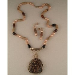 Turritella Agate Necklace with Petoskey Stone