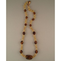 Tiger Eye and Golden Jade Necklace
