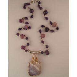 Amethyst Aztec Lace Agate Necklace