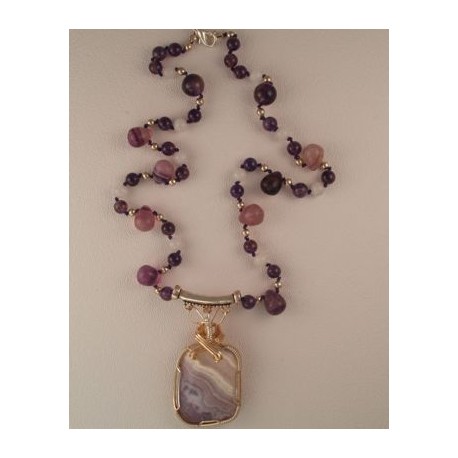 Amethyst Aztec Lace Agate Necklace